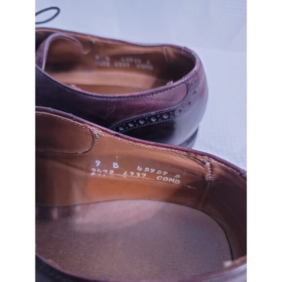 Allen Edmonds Clifton Leather Lace Up Burgundy Oxford Dress Shoes Mens size 9 B - Picture 9 of 11